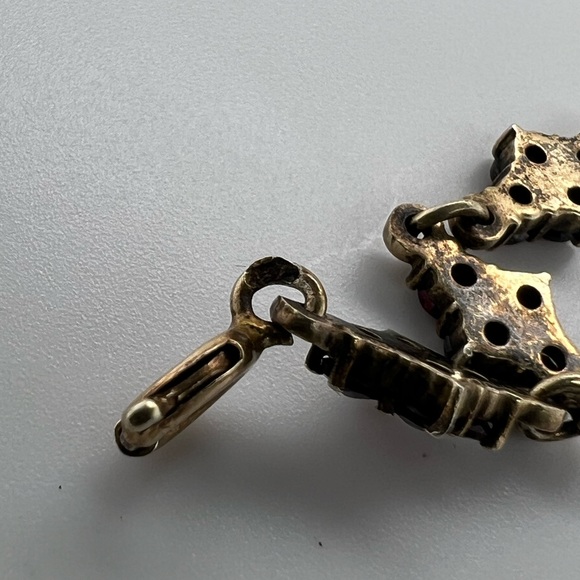 Antique Victorian 800 silver VERMEIL 1940s Garnet Stone Necklace ~RARE - Picture 8 of 8